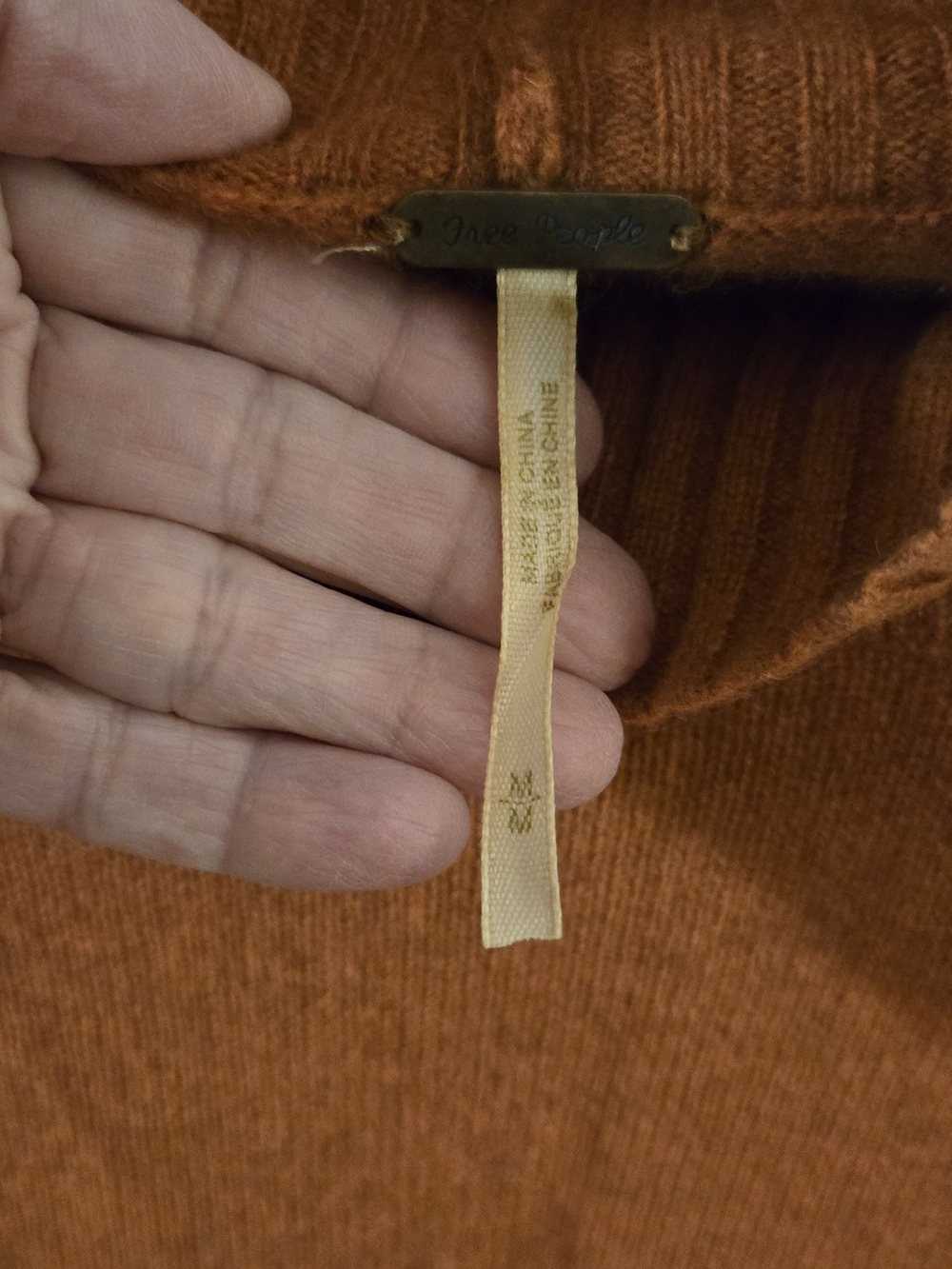 Free People Burnt Orange Mock Neck Cashmere Sweater - Picture 3 of 6